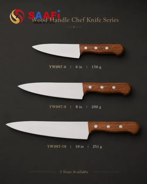Wood Handle Chef Knife Set for Wholesale And Commercial Kitchen Use