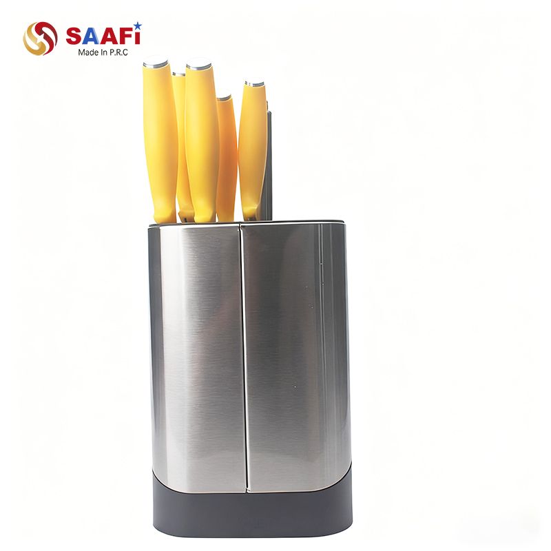 Plastic Handle Kitchen Knife Set with Storage Block – Stainless Steel Chef Knife Set for Home Kitchen