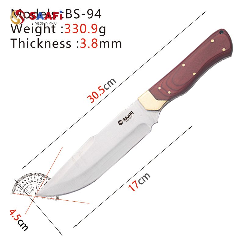 Heavy Duty Full Tang Outdoor Hunting Knife with Wooden Handle – Survival & Camping Fixed Blade
