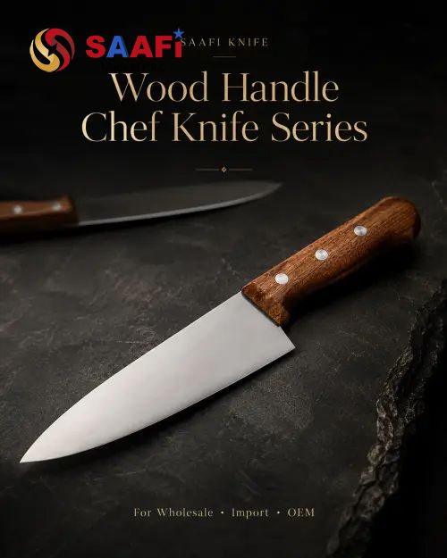 Wood Handle Chef Knife Set for Wholesale And Commercial Kitchen Use