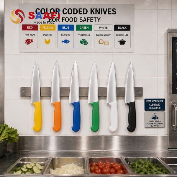 Professional Stainless Steel Chef Knife with Ergonomic White Handle – Razor Sharp Kitchen Knife for Meat & Vegetables