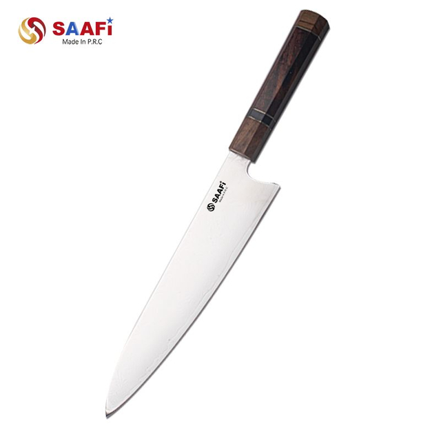 Premium Japanese Chef Knife – Damascus Pattern Kitchen Knife with Wooden Handle