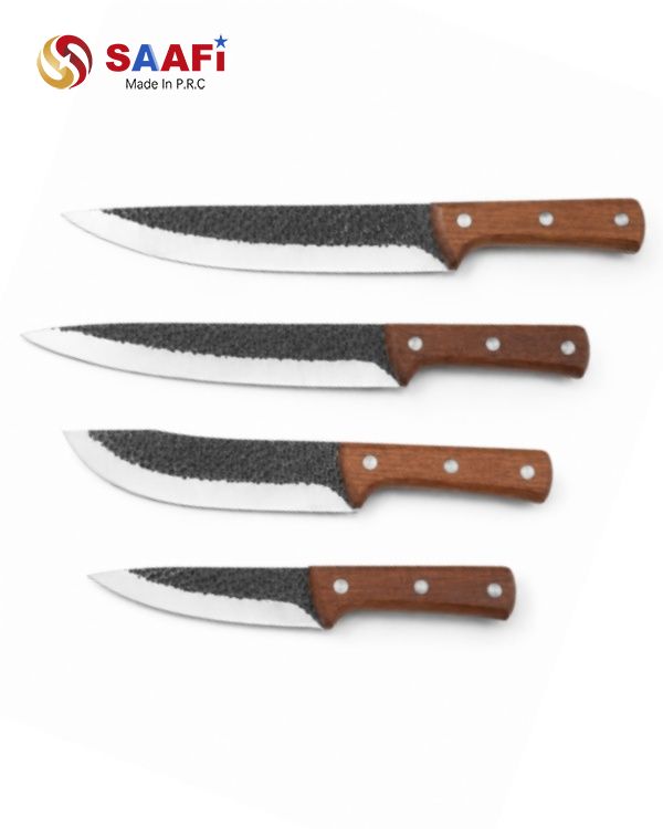 Forged Hammered Stainless Steel Kitchen Knives with Wooden Handle for Professional Use