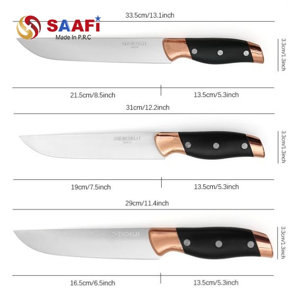 Chef Knife with Rose Gold Handle – Stainless Steel Kitchen Knife for Meat & Vegetable Cutting