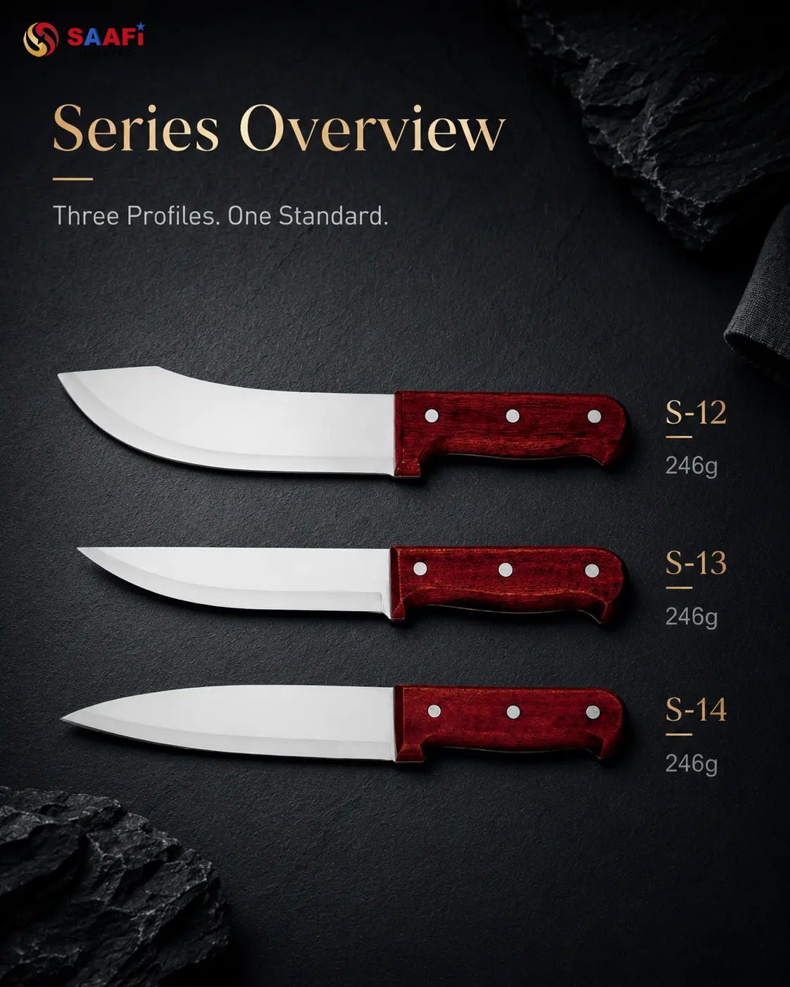 Professional Wood Handle Butcher Knife Series for Commercial Kitchen And Wholesale Supply