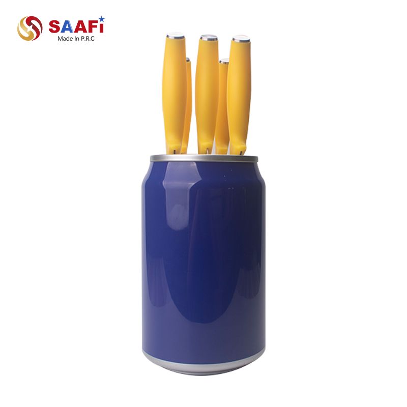 Plastic Handle Kitchen Knife Set with Storage Block – Stainless Steel Chef Knife Set for Home Kitchen