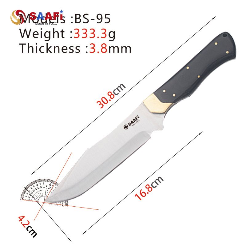 Heavy Duty Fixed Blade Hunting Knife with Wooden Handle for Outdoor Survival