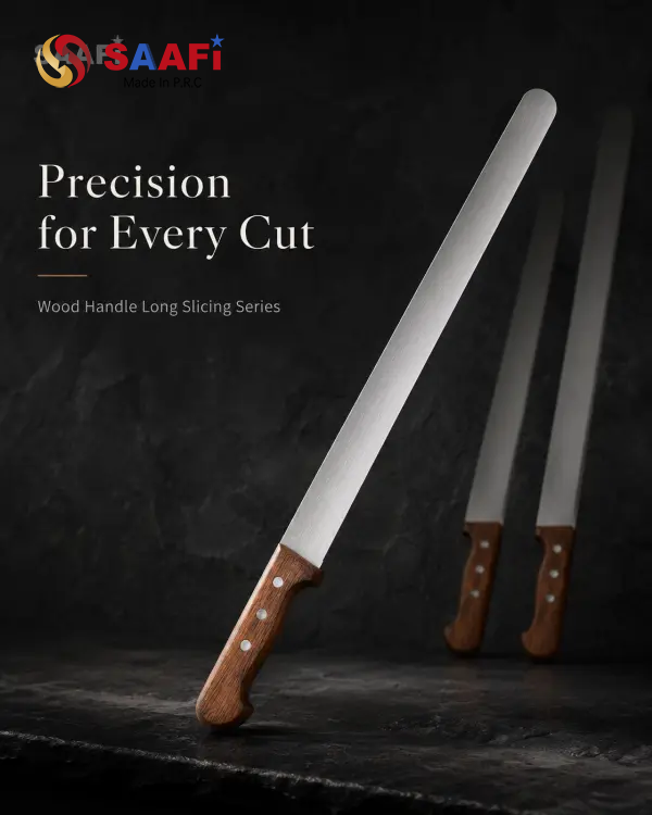 Professional Wood Handle Long Slicing Knife for Meat Cutting And Commercial Kitchen Use 10 SEO Keywords
