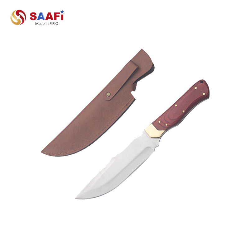 Heavy Duty Full Tang Outdoor Hunting Knife with Wooden Handle – Survival & Camping Fixed Blade