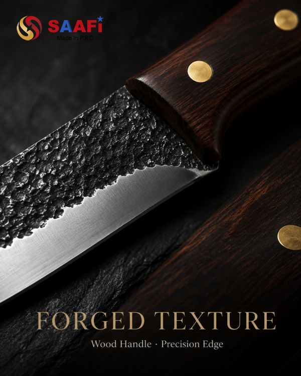 Professional Hammered Stainless Steel Kitchen Knives with Wooden Handle for Butcher And Commercial Use