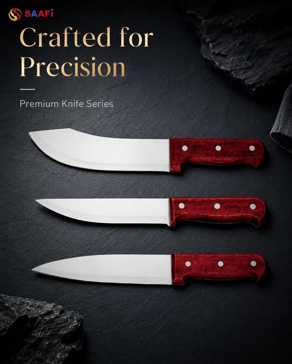 Professional Wood Handle Butcher Knife Series for Commercial Kitchen And Wholesale Supply