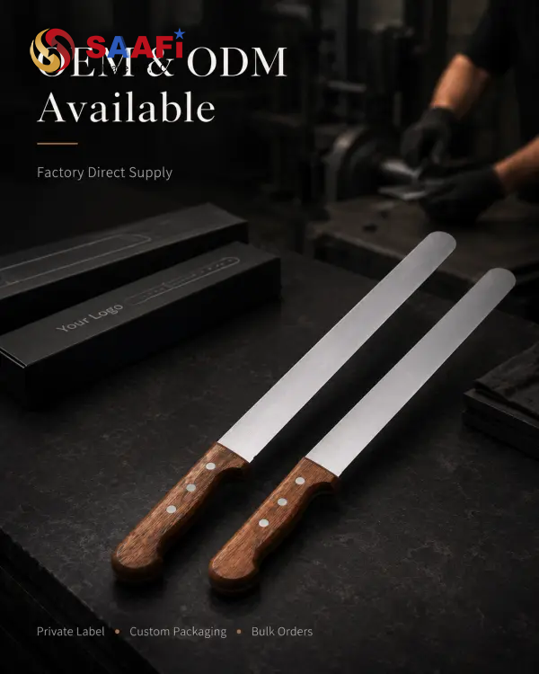 Professional Wood Handle Long Slicing Knife for Meat Cutting And Commercial Kitchen Use 10 SEO Keywords