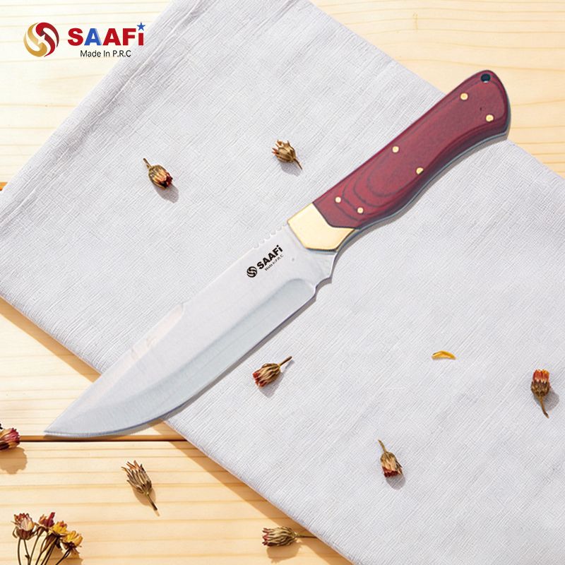 Heavy Duty Full Tang Outdoor Hunting Knife with Wooden Handle – Survival & Camping Fixed Blade