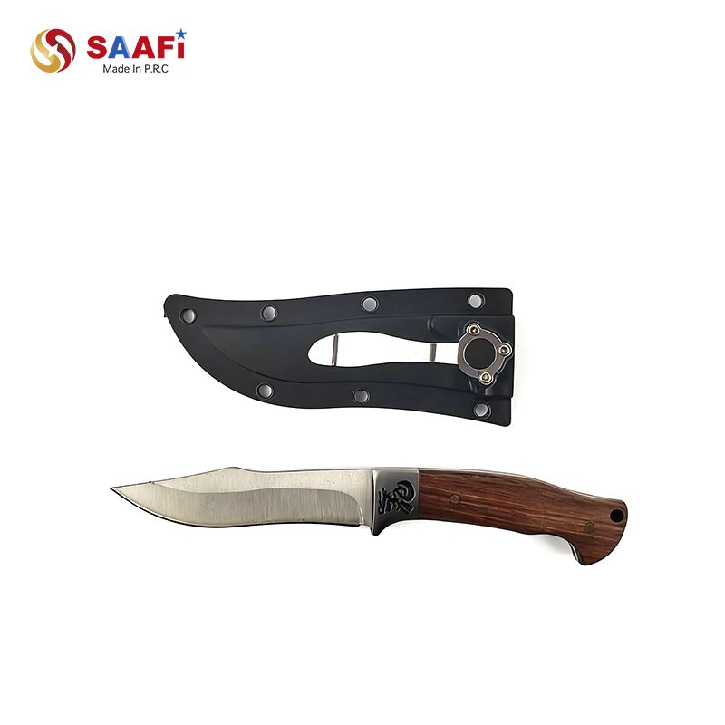 Handmade Fixed Blade Outdoor Knife with Wooden Handle And Leather Sheath for Camping & Hunting