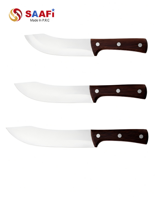 Professional Stainless Steel Chef Knife Series with Wooden Handle for Commercial Kitchen Use