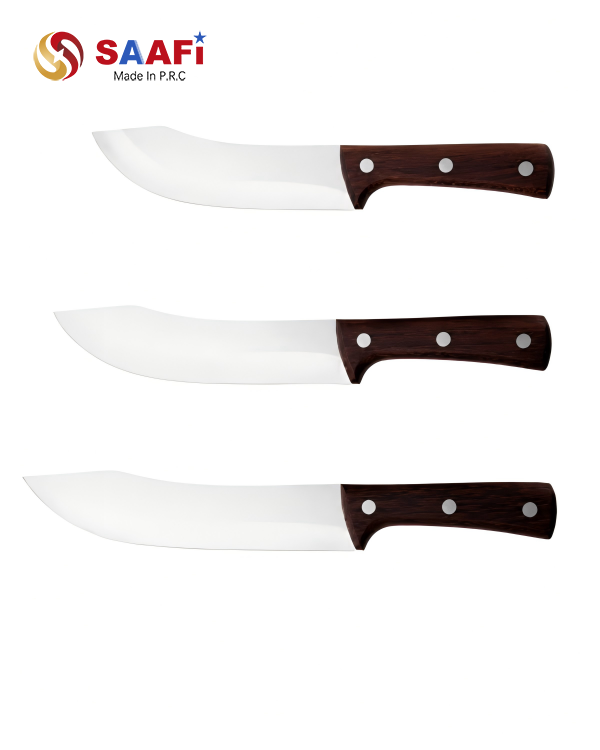 Professional Stainless Steel Chef Knife Series with Wooden Handle for Commercial Kitchen Use